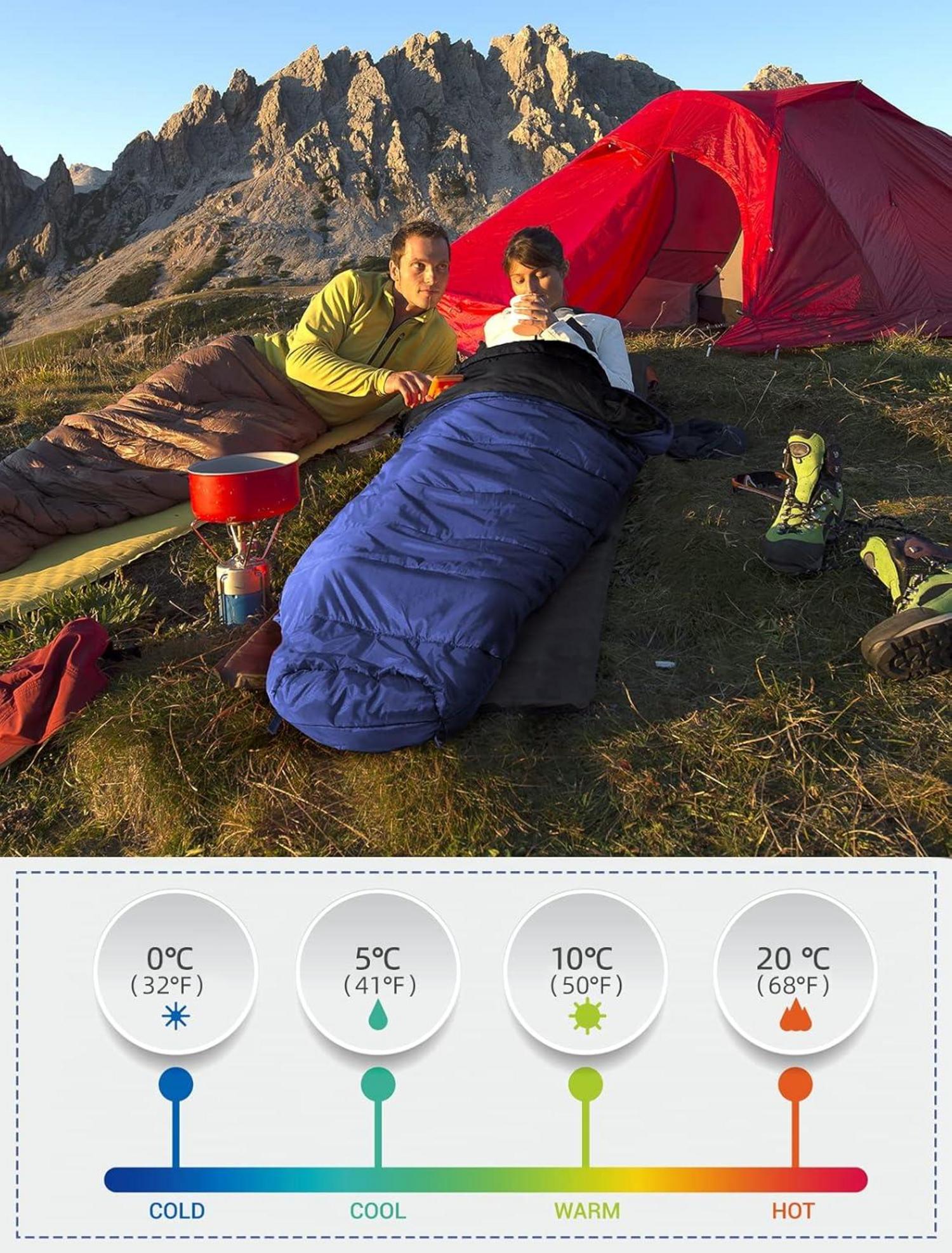 Winter Mumienschlafsack -7 bis 20 ℃ 4 Jahreszeiten Gazauberer Bewahre