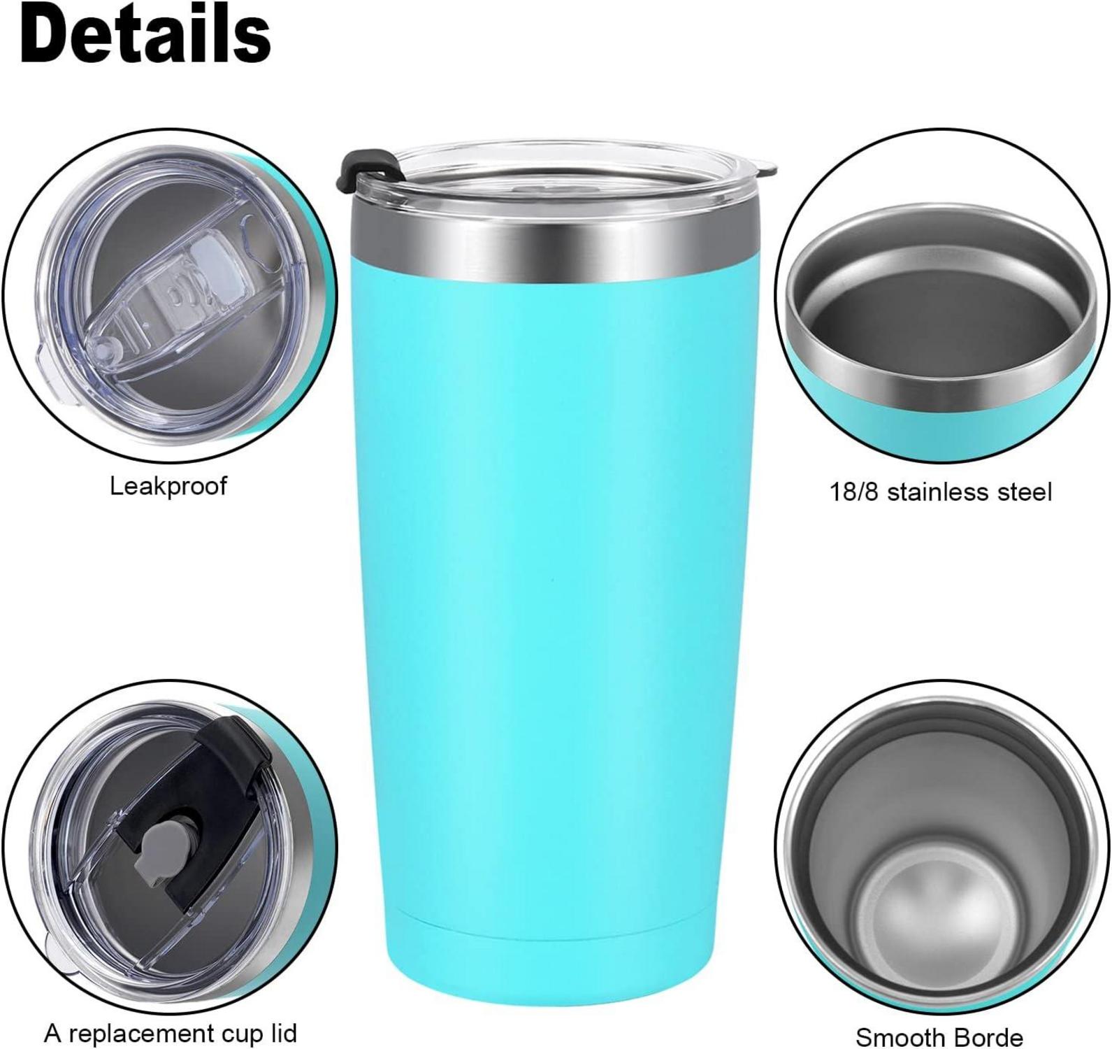 Livole Thermobecher 20oz 600ml Edelstahl Türkis Trinkbecher mit Strohhalm