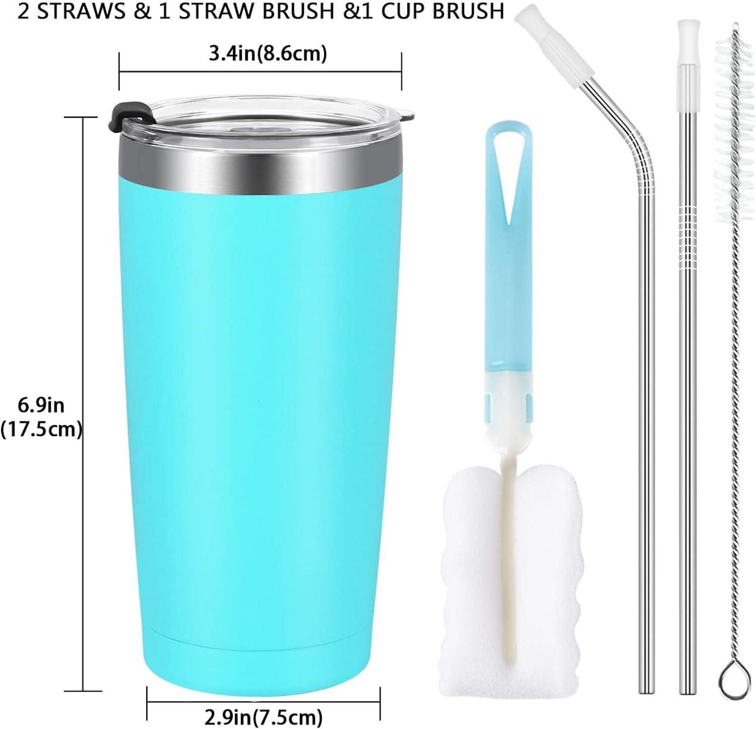 Livole Thermobecher 20oz 600ml Edelstahl Türkis Trinkbecher mit Strohhalm