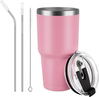 Livole 30oz 900ml Thermobecher Edelstahl Rosa mit Strohhalm