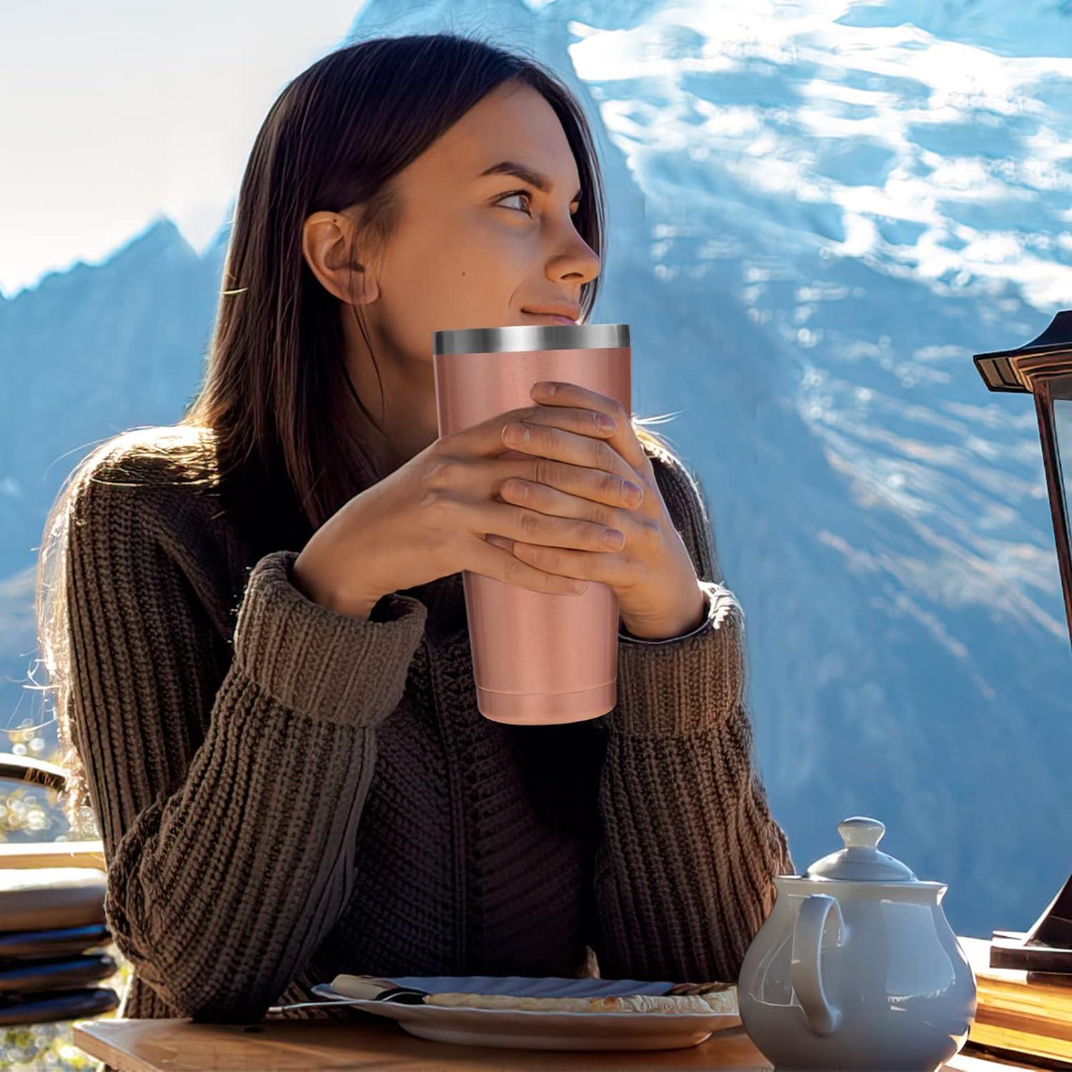 Livole 30oz Trinkbecher Edelstahl mit Strohhalm Roségold