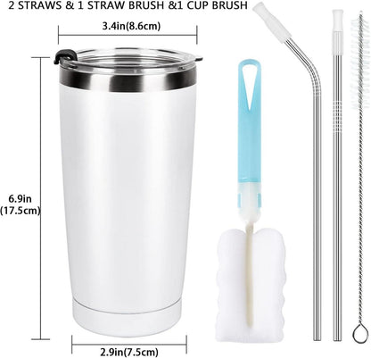 Thermobecher 20oz Edelstahl Becher Strohhalm Deckel Vakuum Trinkbecher