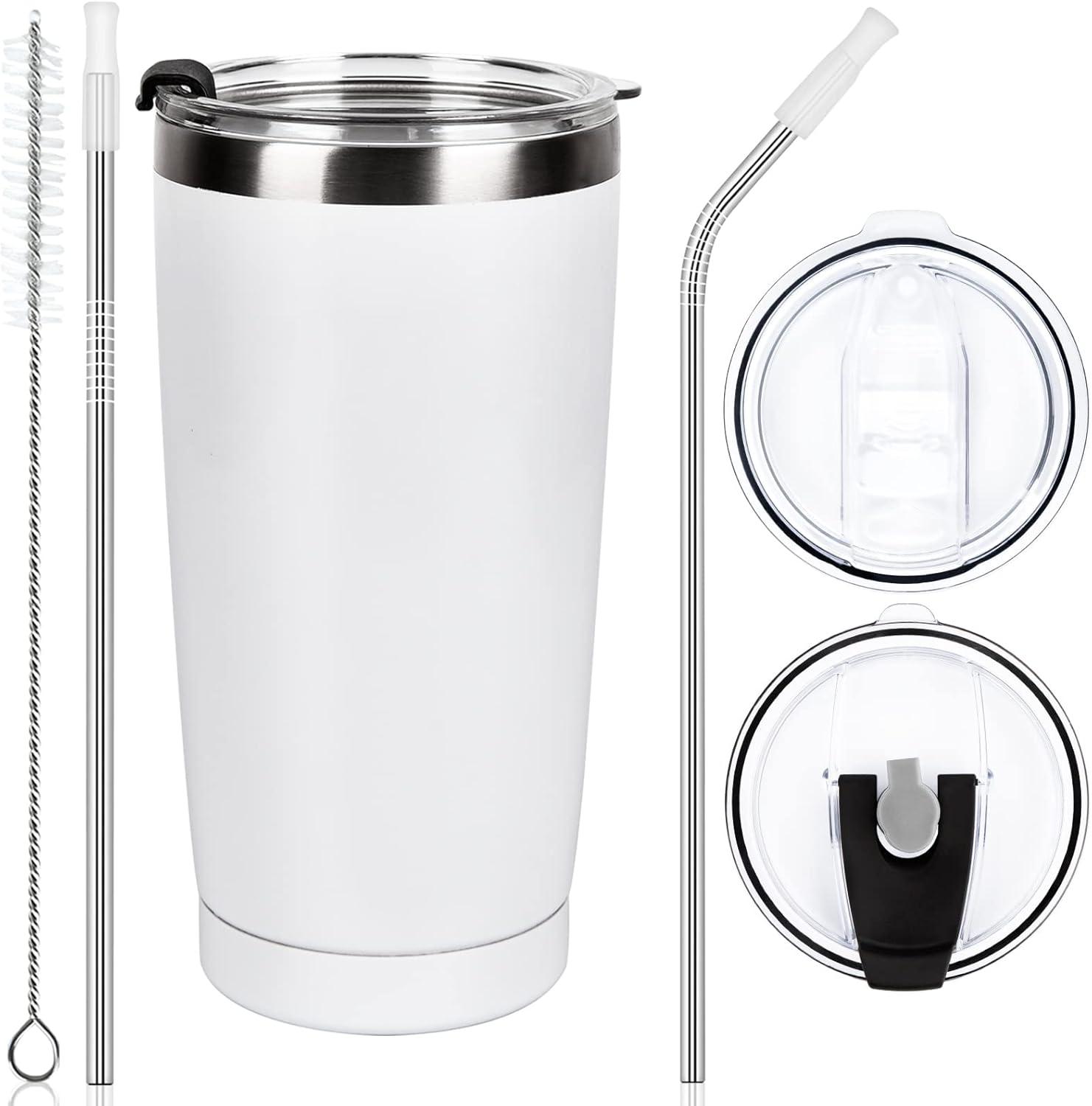 Livole Thermobecher 20oz 600ml mit Strohhalm und Deckel, Edelstahl, Doppelwandig, Vakuum, Camping