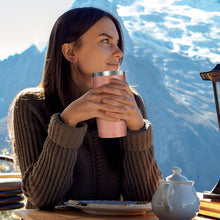 Livole Thermobecher 600ml Edelstahl mit Strohhalm Roségold