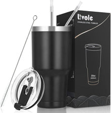 Livole 30oz Doppelwandiger Thermobecher mit Strohhalm