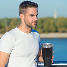 Livole 30oz Thermobecher Schwarz mit Strohhalm 900ml