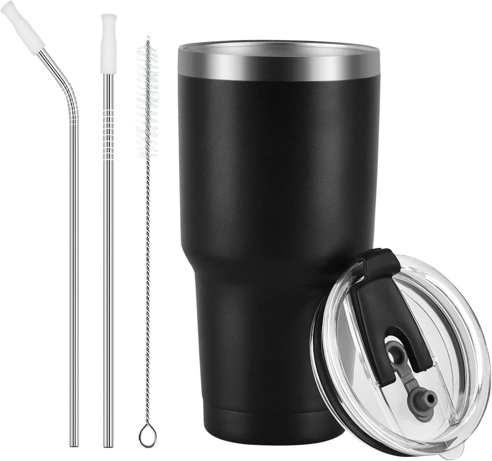 Livole 30oz Thermobecher mit Strohhalm - Schwarz