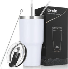 Livole 30oz Thermobecher Edelstahl Becher mit Strohhalm und Deckel