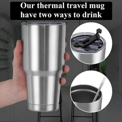 Livole 30oz Thermobecher Edelstahl Kaffee to go Silber