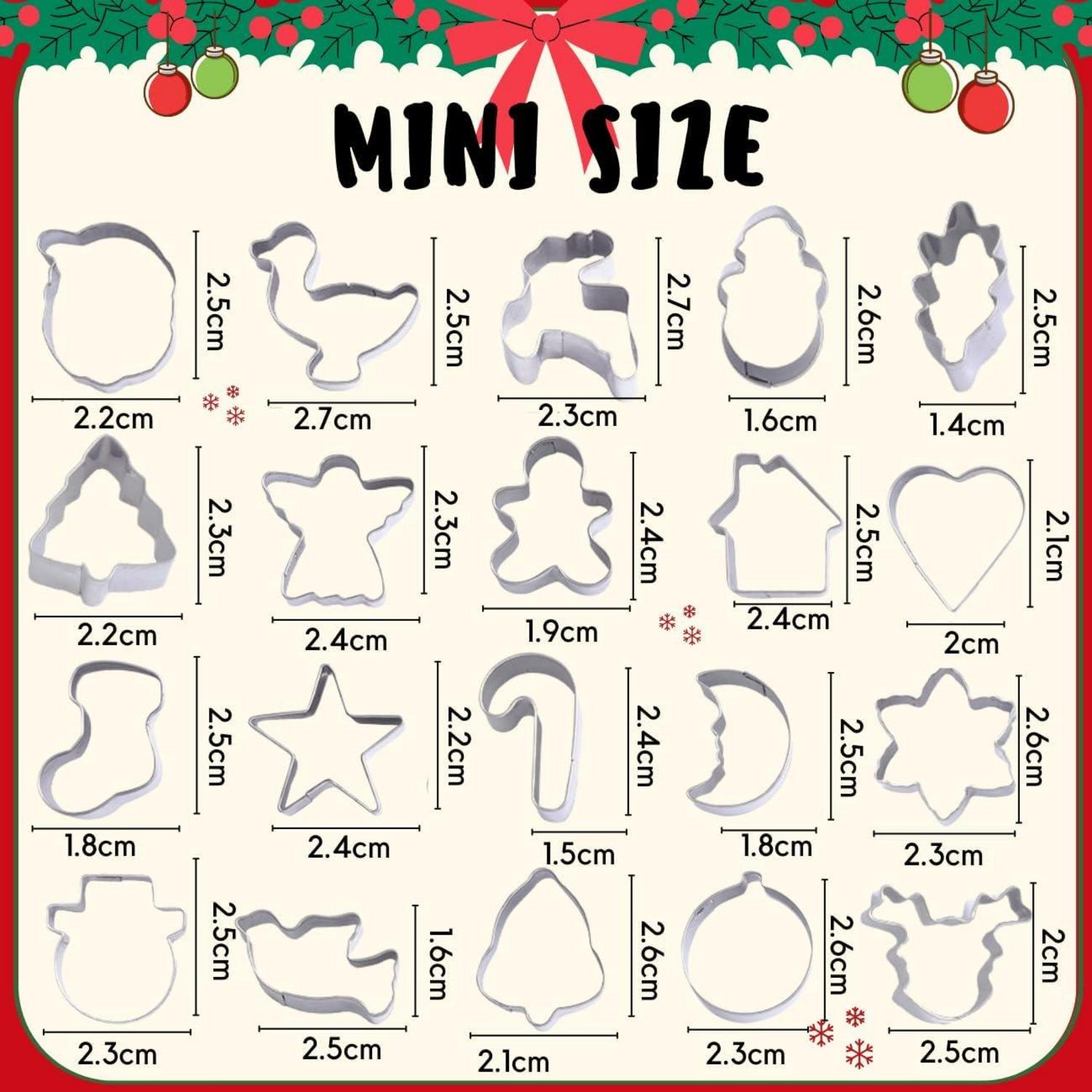Weihnachts Ausstechformen Set 20 Stück Mini Edelstahl