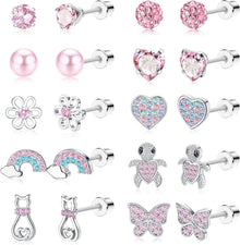 10 Paar Kleine Mädchen Ohrringe Set Zirkonia Tragus Piercing Kit