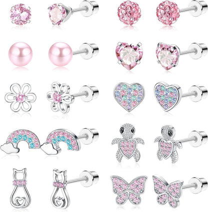 10 Paar Kleine Mädchen Ohrringe Set Zirkonia Tragus Piercing Kit