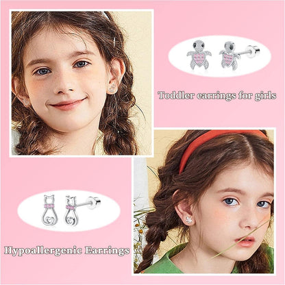 10 Paar Kleine Mädchen Ohrringe Set Zirkonia Tragus Piercing Kit