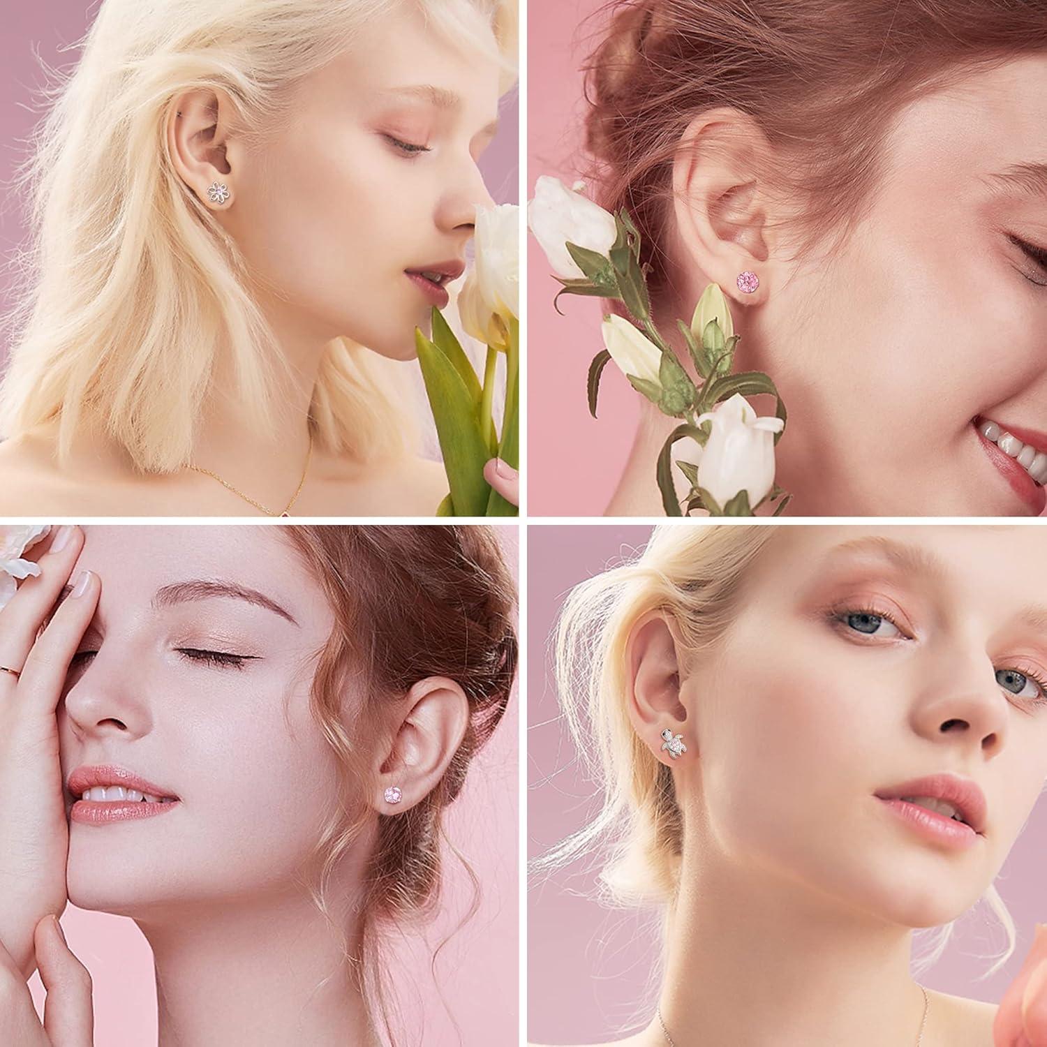 10 Paar Kleine Ohrstecker Set Damen Mädchen Hypoallergen 316L Chirurgenstahl Ohrringe Zirkonia Tragus Knorpel Piercing Set