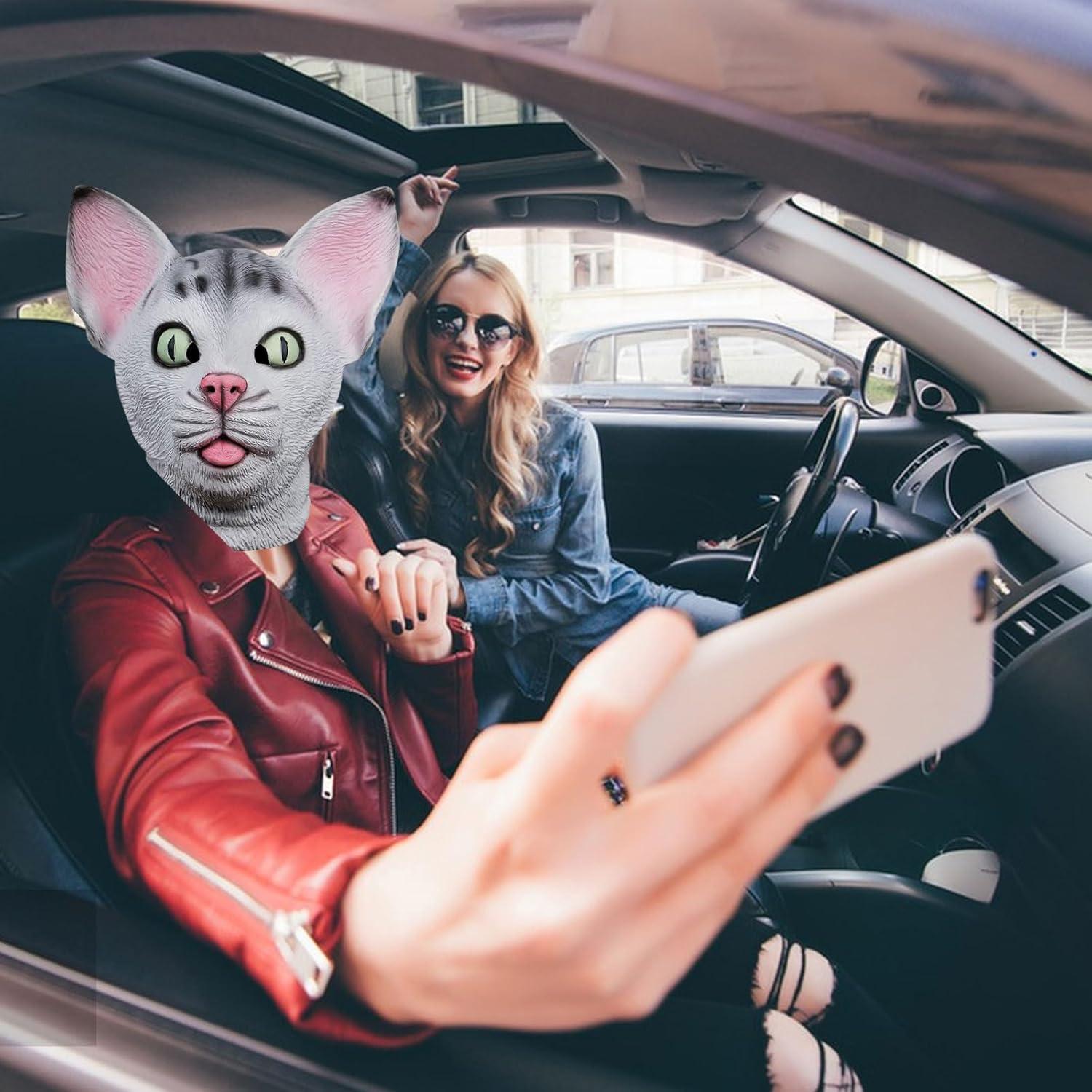 molezu Katzenmaske Latex - Realistische Tiermaske für