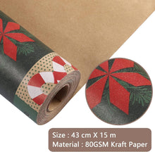 Weihnachts-Geschenkpapierrolle 43cm x 15m braun Kraftpapier