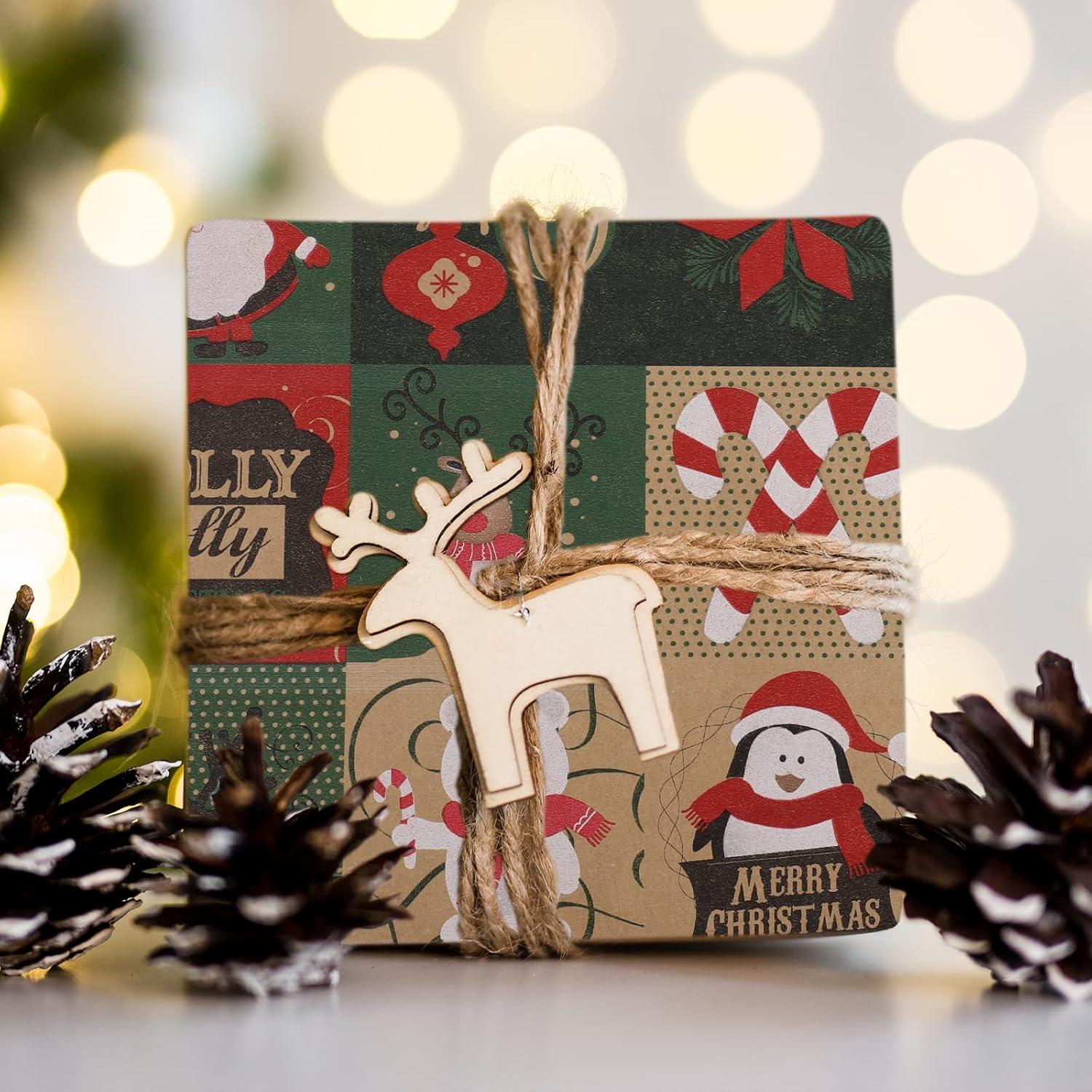 Weihnachts-Geschenkpapierrolle 43 cm x 15 m Kraftpapierrolle für Weihnachtsgeschenke