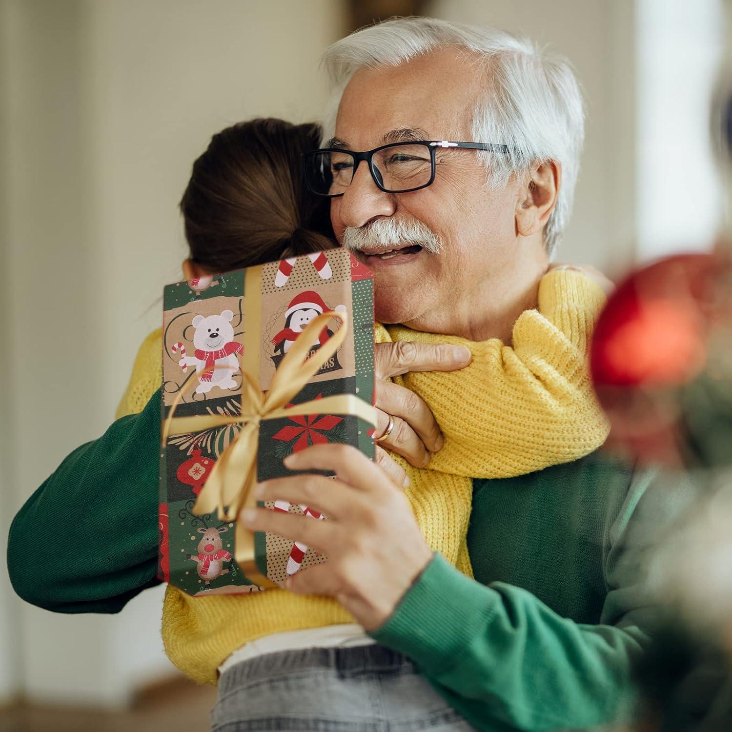 Weihnachts-Geschenkpapierrolle 43cm x 15m Kraftpapier Weihnachtsmann dunkel