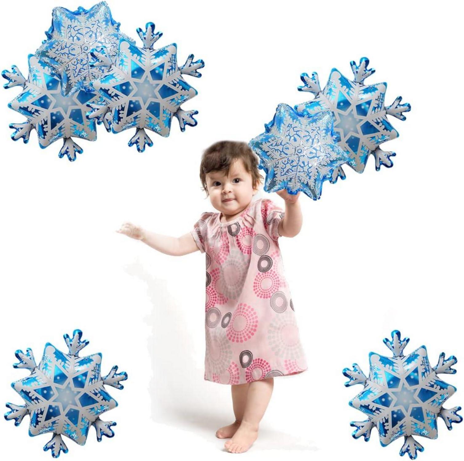 10 Stück große Schneeflocken-Folienballons für Weihnachten Winter Party Deko