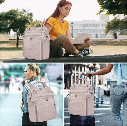 Laptop Rucksack Damen Rosa 17 Zoll USB RFID-wasserdicht