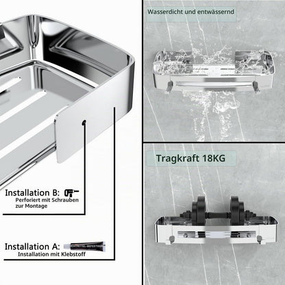 Duschablage Ohne Bohren, Edelstahl Eckregal mit Haken