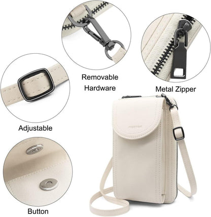 Handytasche Damen RFID Umhängetasche Leder mit Kartenschlitzen
