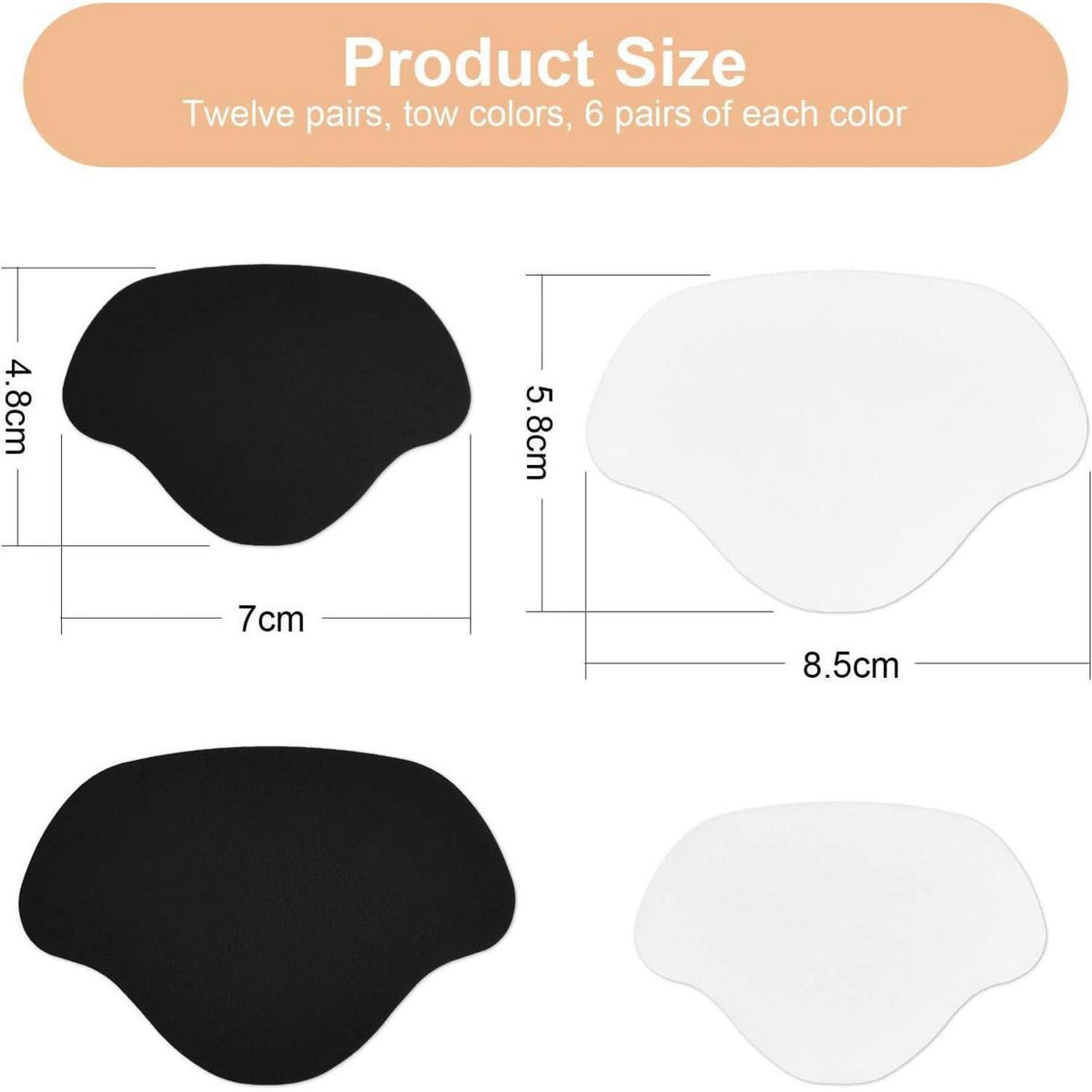 Sneaker Fersen Reparatur Patches, 12 Paar, Schwarz & Weiß