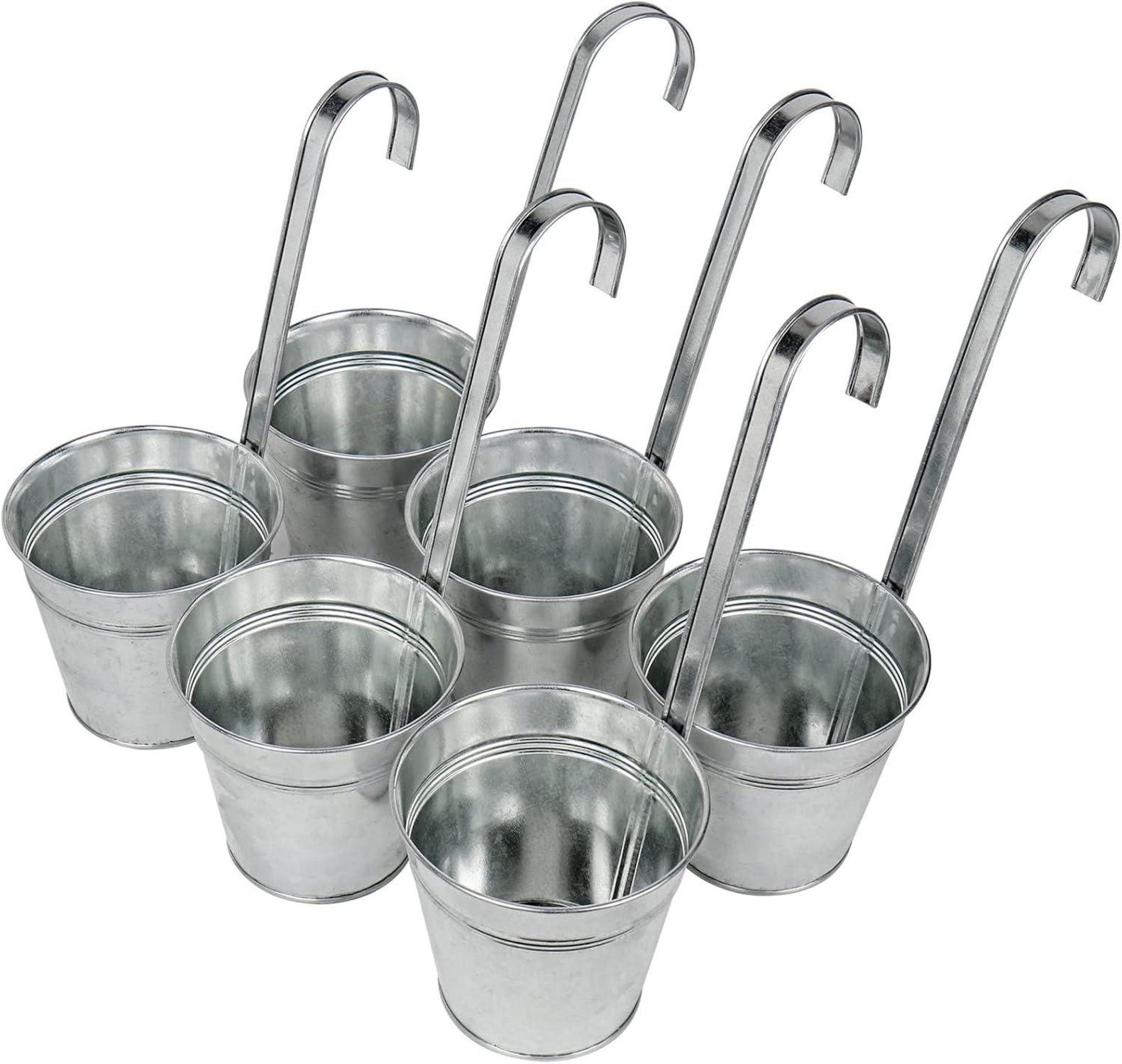 Hängende Blumentöpfe 6er Set verzinkter Stahl für moderne Dekoration