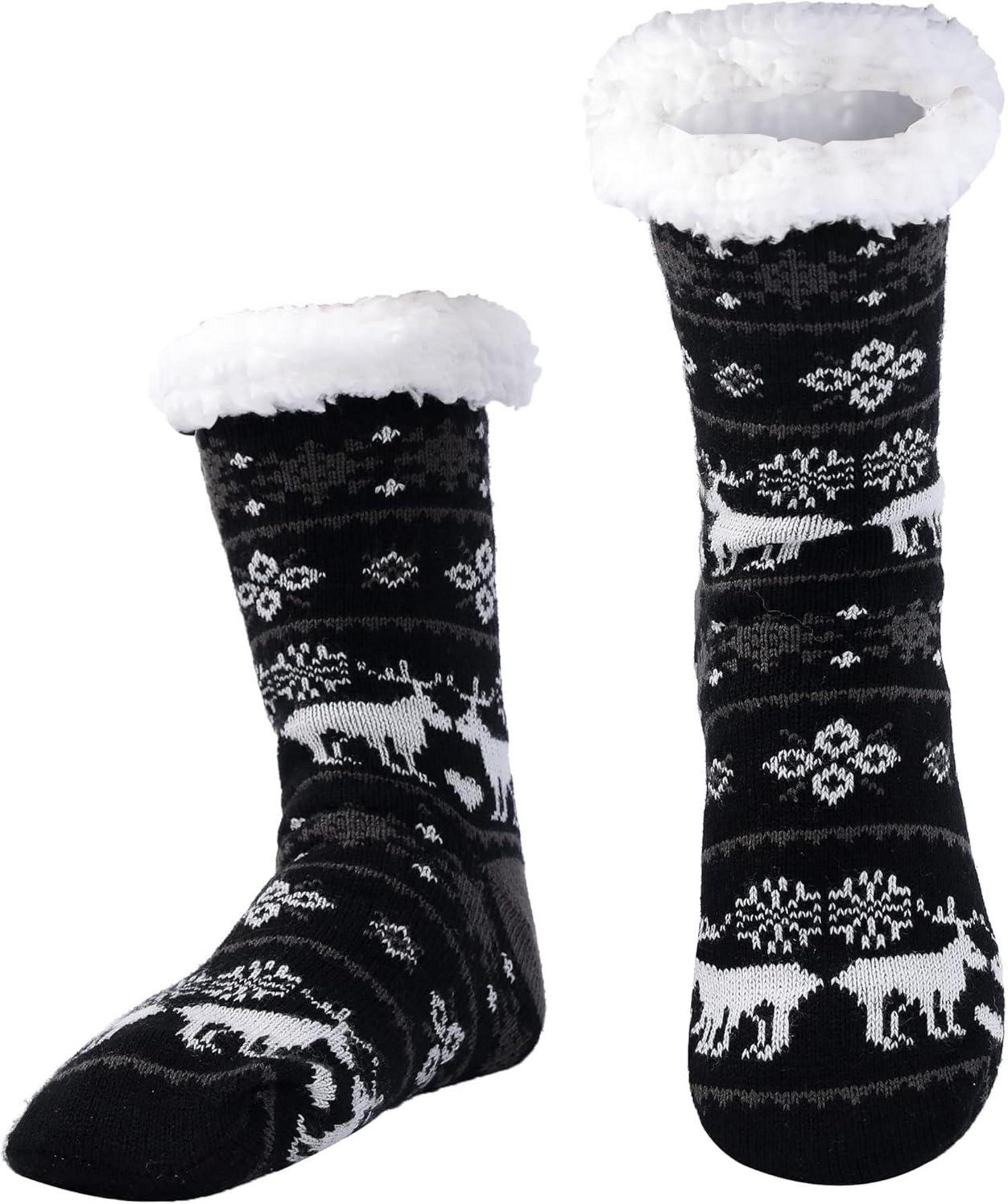 Warme Dicke Anti-Rutsch Hausschuhe Socken Thermo Wintersocken mit