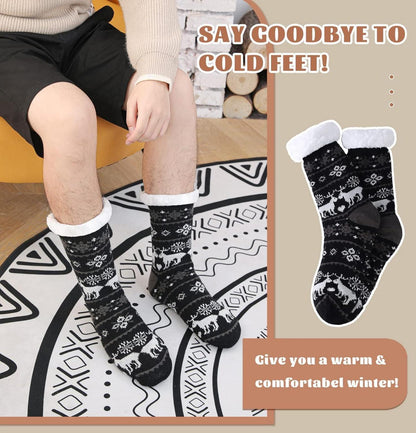 Warme Dicke Hausschuhe Socken Herren Anti Rutsch Thermosocken Deer
