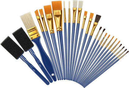 25-teiliges Pinselset für Acryl- und Aquarellmalerei