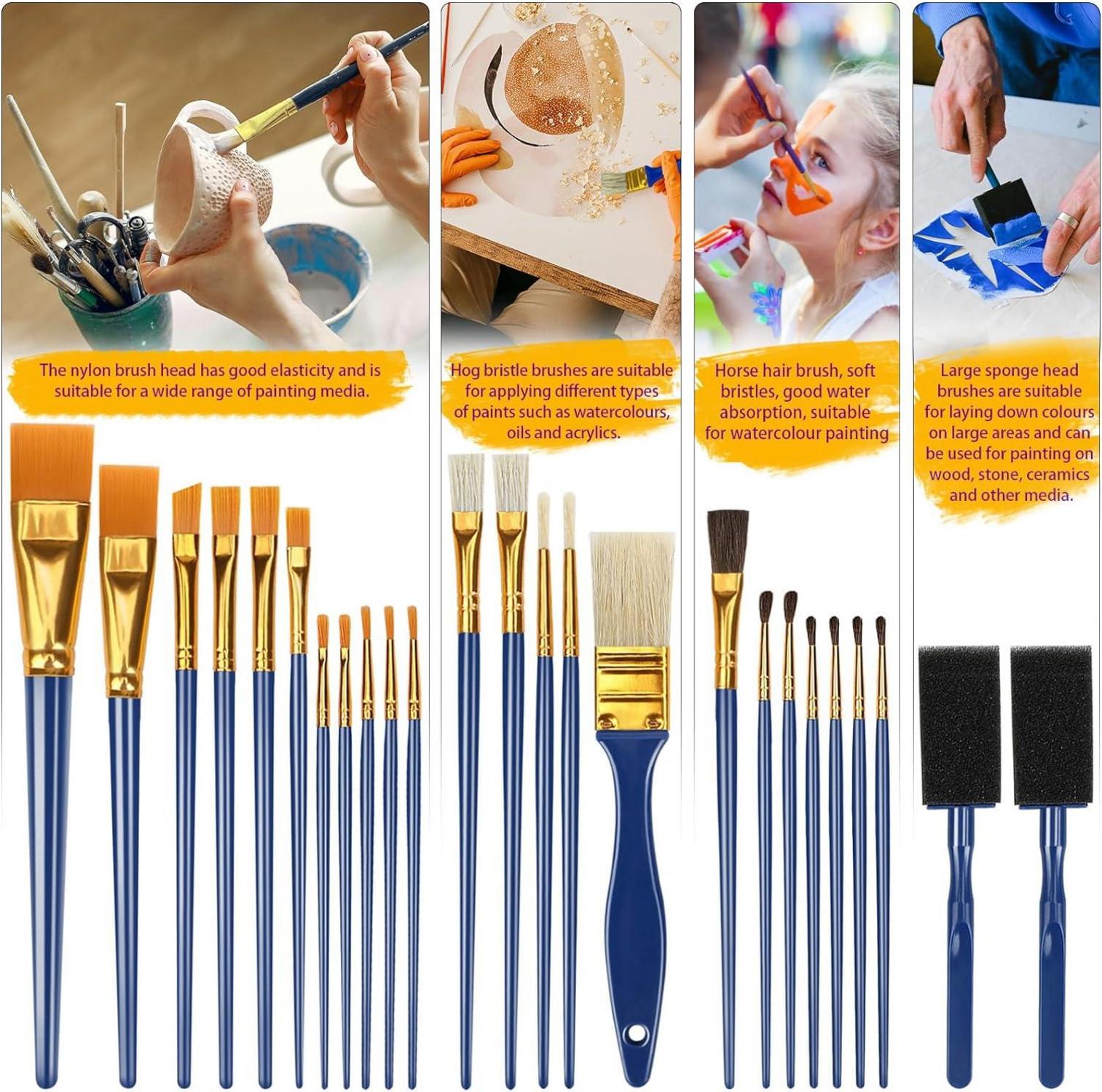 25-teiliges Pinselset für Acryl- und Aquarellmalerei