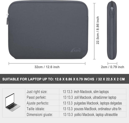 Laptoptasche 13 Zoll Schutzhülle MacBook Air Pro 32x23 cm Grau
