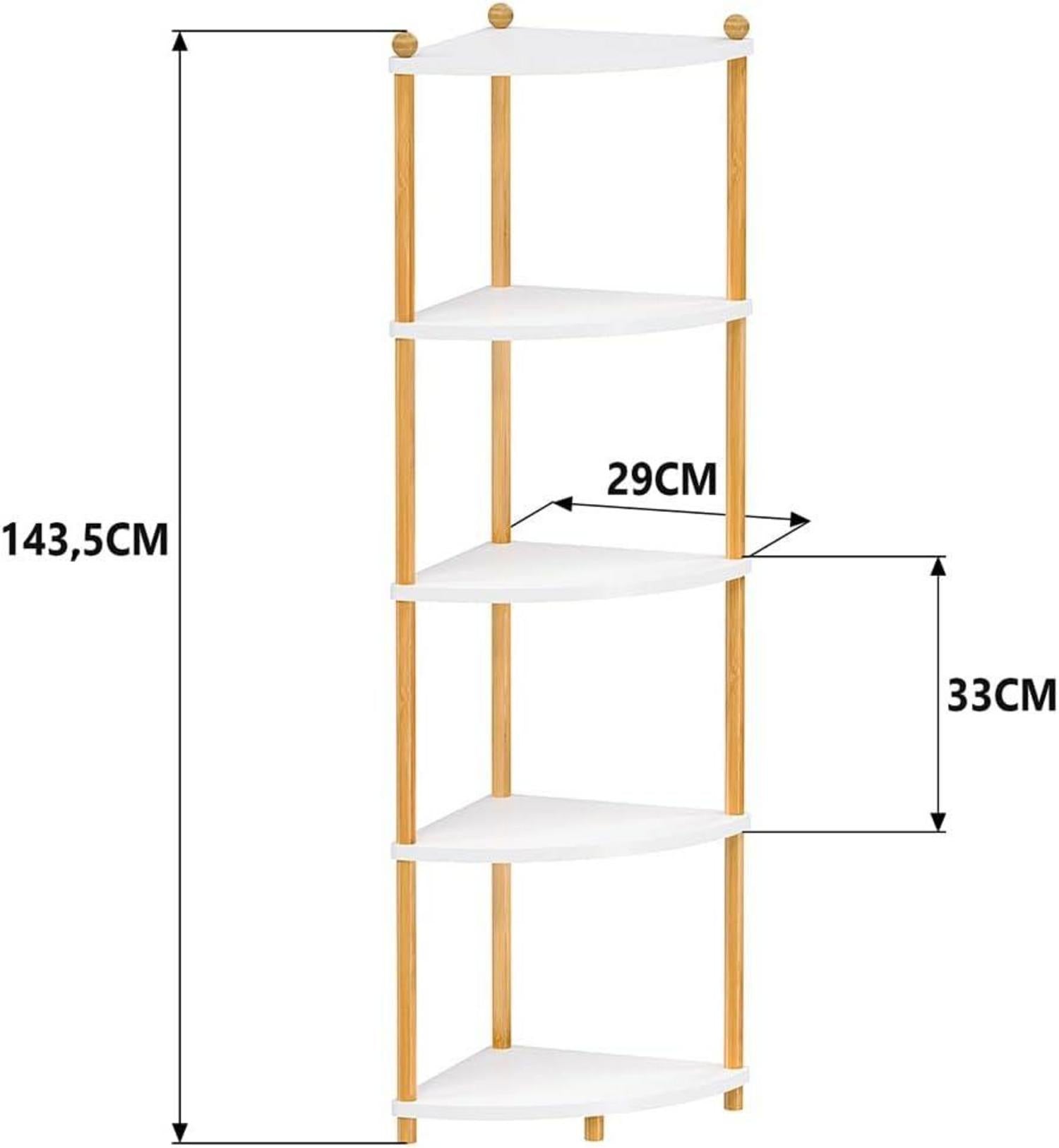 Eckregal 5 Ebenen Holz Standregal Lagerregal 143.5x29x29 cm