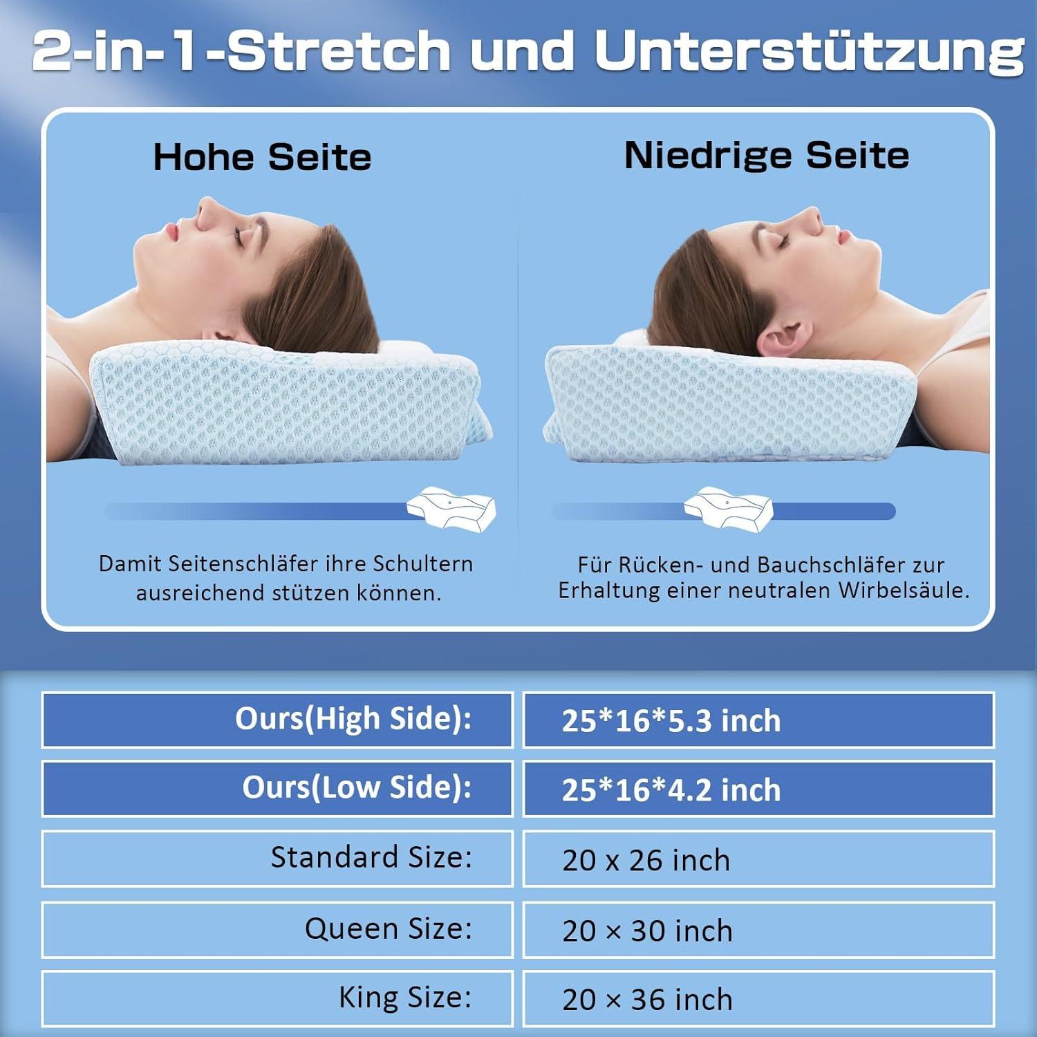 Memory Foam Orthopädisches Kissen Ergonomisch Nackenkissen 63.5x40.6cm