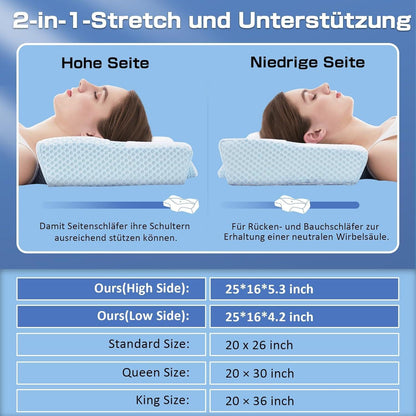Memory Foam Orthopädisches Kissen Ergonomisch Nackenkissen 63.5x40.6cm
