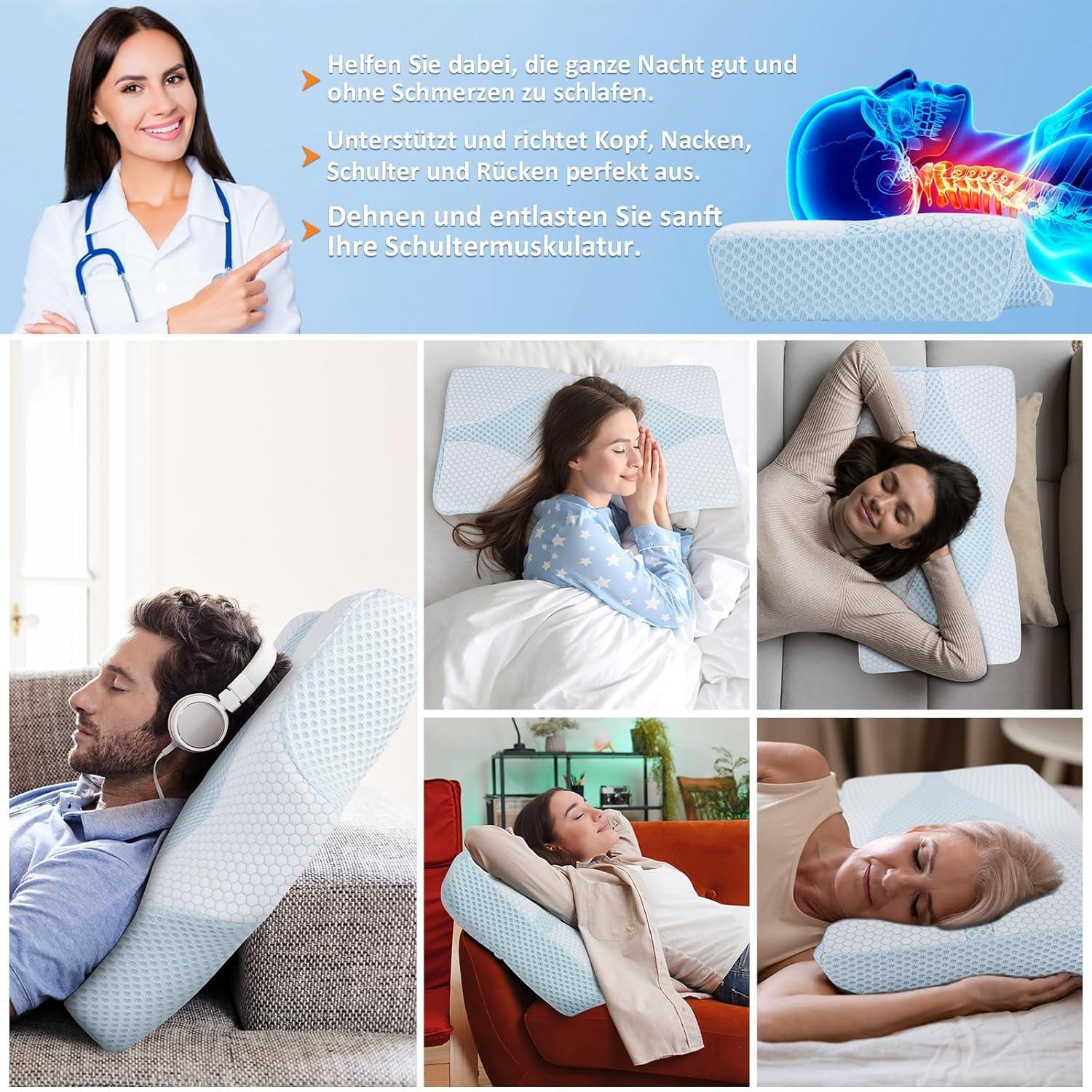 Orthopädisches Memory Foam Nackenkissen für Nacken- und Schulterschmerzen - Kühlendes Seitenschläferkissen - 63.5cm x 40.6cm