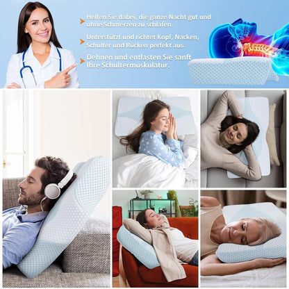 Orthopädisches Memory Foam Nackenkissen für Nacken- und Schulterschmerzen - Kühlendes Seitenschläferkissen - 63.5cm x 40.6cm