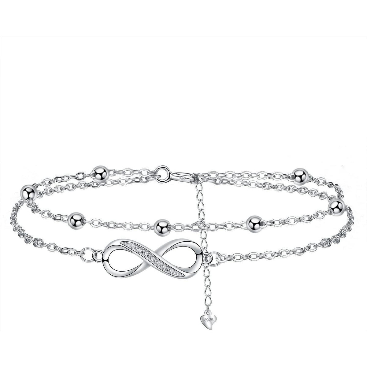 Damen Armband Unendlichkeit & Herz 925 Sterling Silber Zirkonia