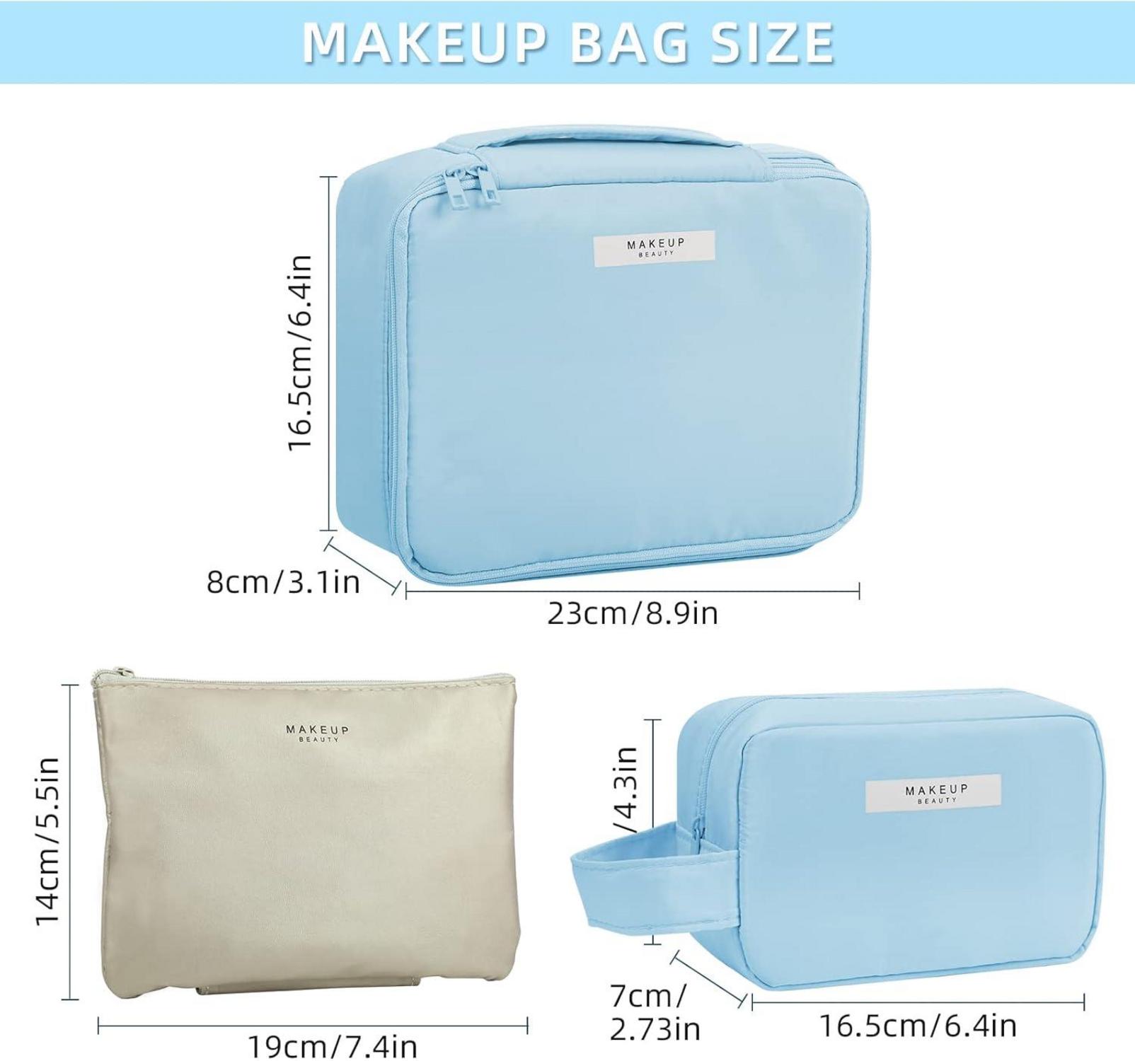 Wasserdichte Kosmetiktasche 2er Set Blau Damen Mädchen Makeup-Tasche