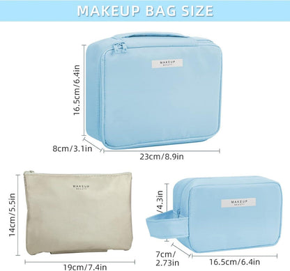 Wasserdichte Kosmetiktasche 2er Set Blau Damen Mädchen Makeup-Tasche