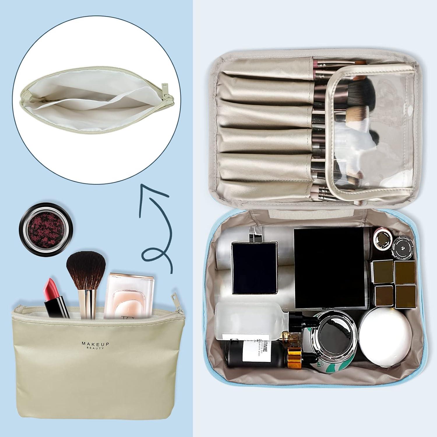 Wasserdichte Kosmetiktasche 2er Set Blau Damen Mädchen Makeup-Tasche