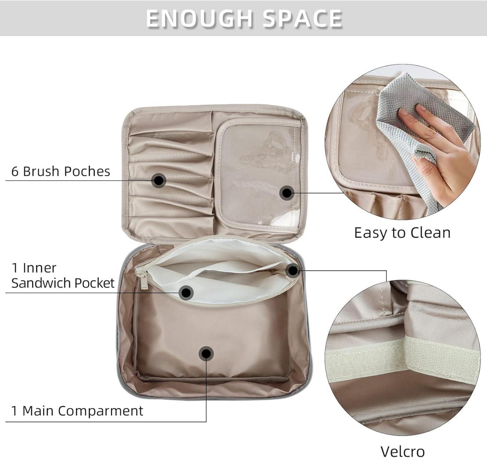 2er Set Kosmetiktaschen wasserdichte Make-up-Taschen Damen Mädchen Grau