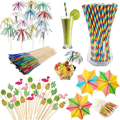 Party Zubehör 140 Stück Cocktail Deko Schirmchen Strohhalme