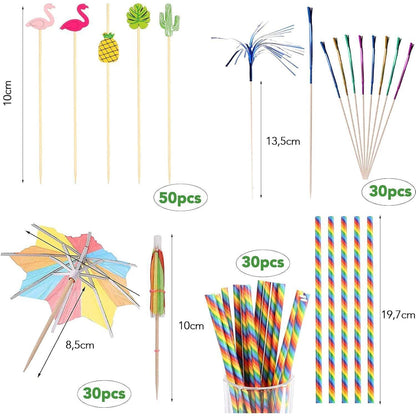 Party Zubehör 140 Stück Cocktail Deko Schirmchen Strohhalme