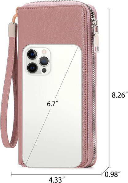 Damen Geldbörse mit RFID-Schutz und großem Fassungsvermögen in Rosa