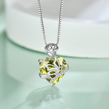 Geburtsstein Herz Kette 925 Sterling Silber Schmetterling Anhänger