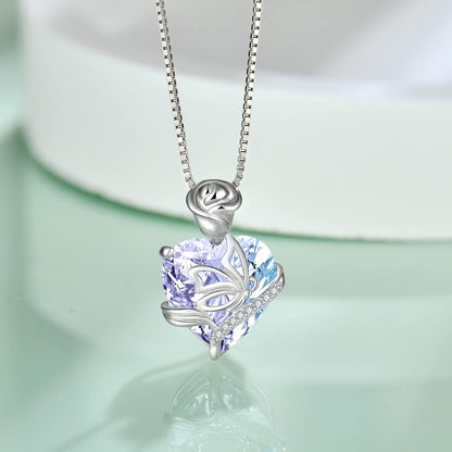 Geburtsstein Herz Halskette 925 Silber Schmetterling Rose Alexandrit