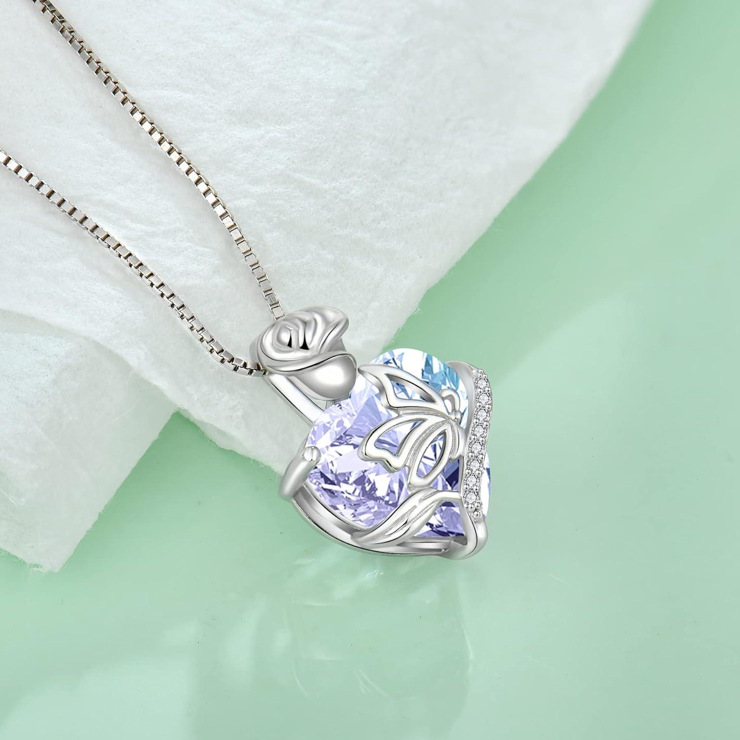 FJ Herz Geburtsstein Kette Damen 925 Sterling Silber Alexandrit Halskette
