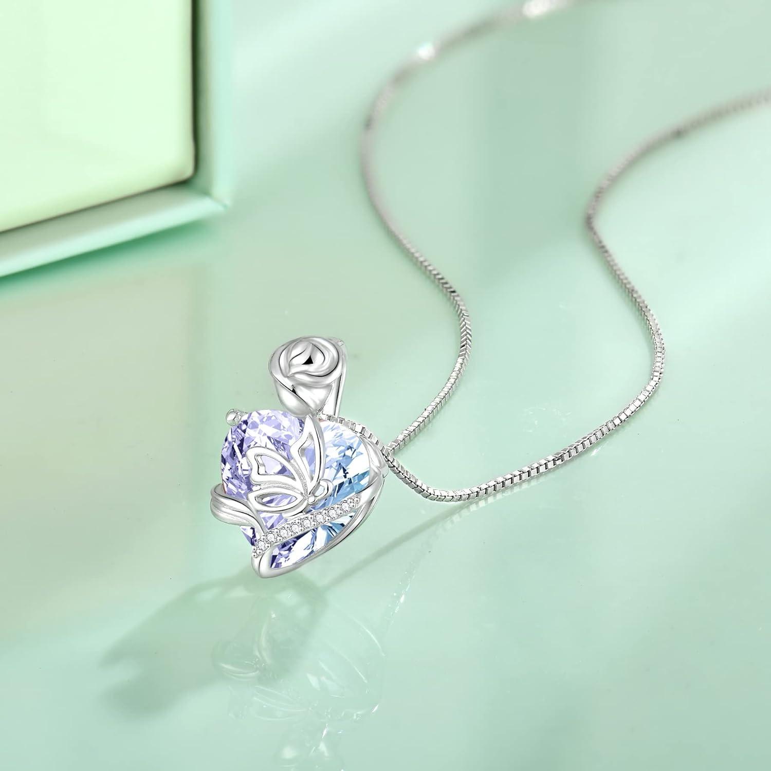 Herz Halskette Damen 925 Silber mit Alexandrit Geburtsstein
